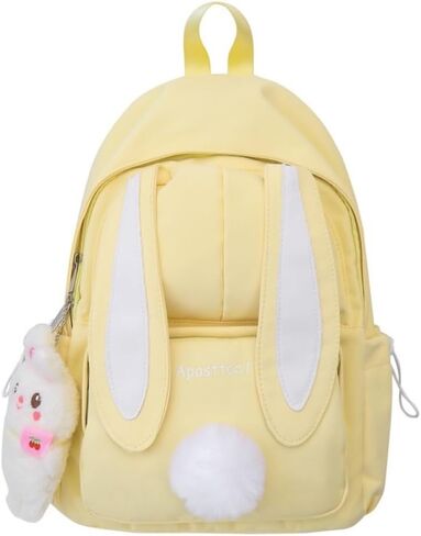 حقيبة ظهر Kawaii Bunny Ear للفتيات المراهقات والنساء حقيبة مدرسية للسفر مع قلادة لطيفة (وردي) in Kuwait