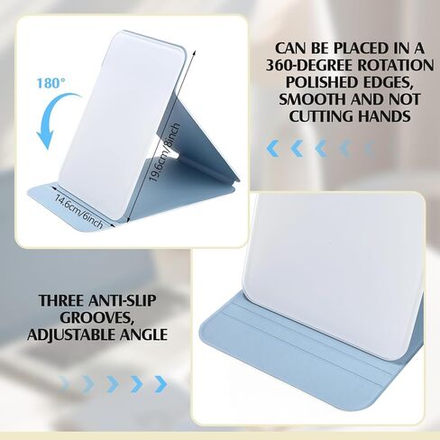 قطعتان من السبورة البيضاء الزجاجية الصغيرة لسطح المكتب مع حامل قابل للعكس، حامل سبورة بيضاء بيضاء قابلة للمسح الجاف من الزجاج الشفاف، حامل سبورة بيضاء صغيرة مع علامتين للمنزل والمكتب والمدرسة مقاس 8 × 6 بوصة in Kuwait