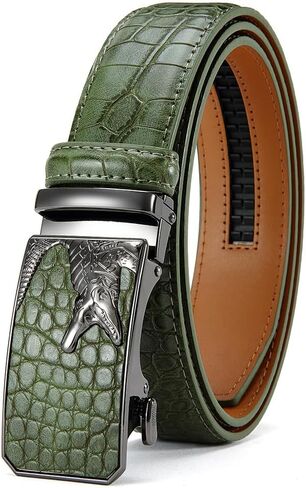Designer Mens Belts, Sliding Automatic Buckle Ratchet Dress Belt Genuine Leather in Saudi Arabia