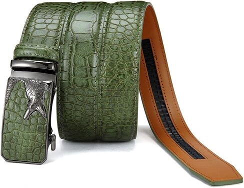 Designer Mens Belts, Sliding Automatic Buckle Ratchet Dress Belt Genuine Leather in Saudi Arabia