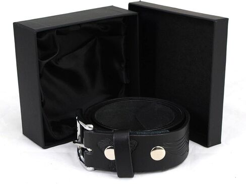 Milwaukee Leather MP7122 Men's Engine Block & Wings - Black Leather Belt w/Interchangeable Buckle - 1.5 inches Wide in Saudi Arabia
