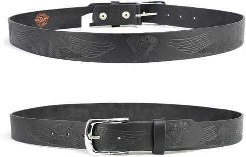 Milwaukee Leather MP7122 Men's Engine Block & Wings - Black Leather Belt w/Interchangeable Buckle - 1.5 inches Wide in Saudi Arabia