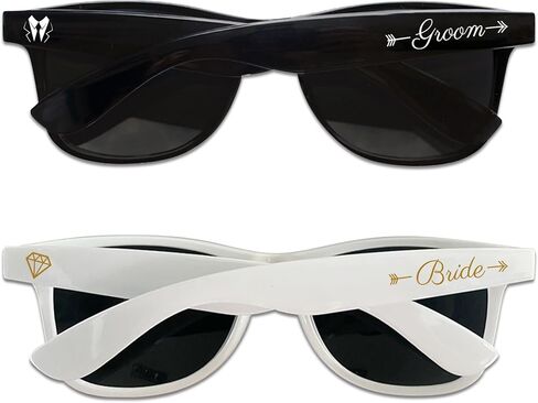 Groom and Bride Sunglasses for Men Women,His and Hers Gifts,Wedding Gifts for Honeymoon,Newlyweds,Couples(Groom&Bride,EL) in Kuwait