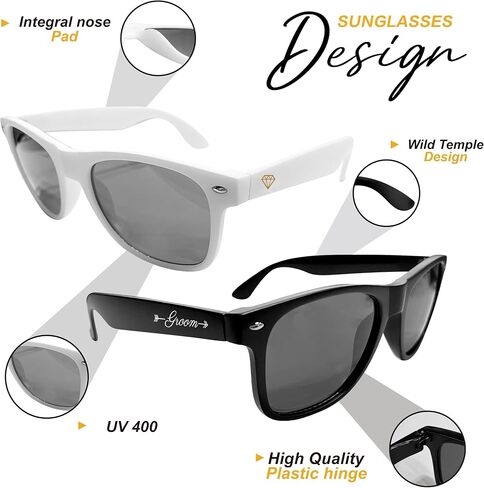 Groom and Bride Sunglasses for Men Women,His and Hers Gifts,Wedding Gifts for Honeymoon,Newlyweds,Couples(Groom&Bride,EL) in Kuwait