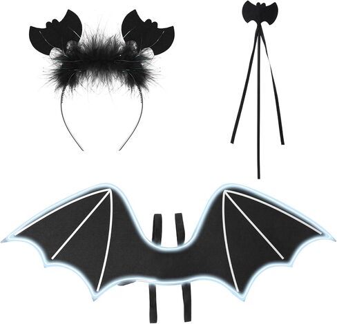 Halloween Bat Costume Set Include Light up Bat Wings LED Wing Black Headband Wand for Halloween Party Decoration in Saudi Arabia