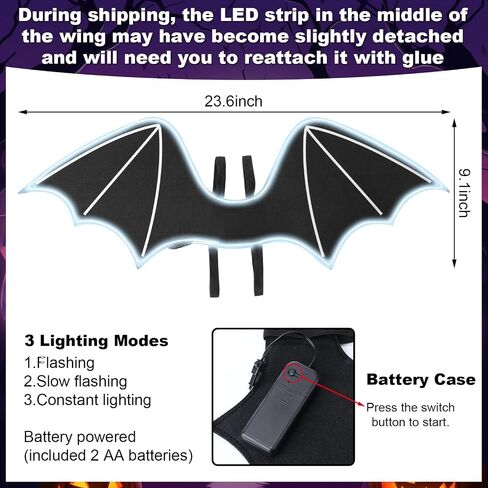 Halloween Bat Costume Set Include Light up Bat Wings LED Wing Black Headband Wand for Halloween Party Decoration in Saudi Arabia