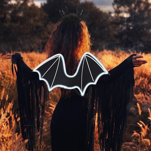 Halloween Bat Costume Set Include Light up Bat Wings LED Wing Black Headband Wand for Halloween Party Decoration in Saudi Arabia