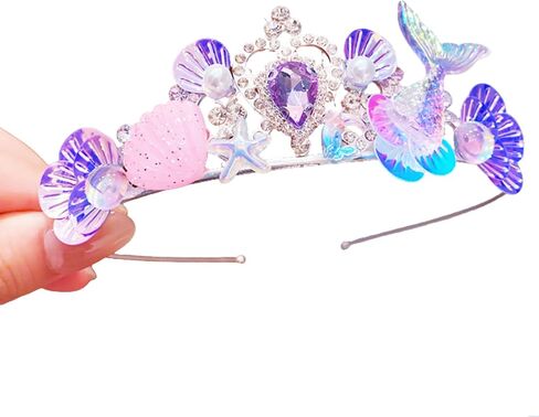 Orgrimmar Sparkling Mermaid Crown Headband with Seashells - Ideal for Little Mermaid Party Decorations in Saudi Arabia
