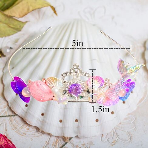Orgrimmar Sparkling Mermaid Crown Headband with Seashells - Ideal for Little Mermaid Party Decorations in Saudi Arabia