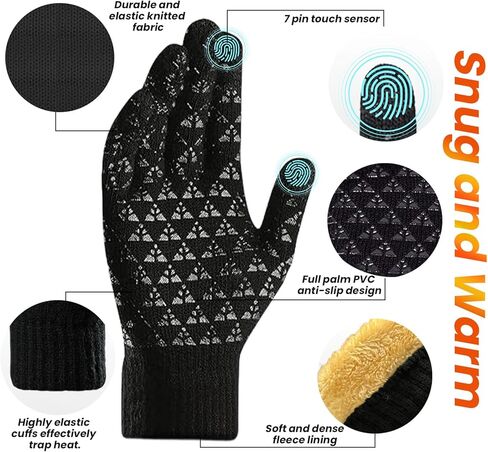 Winter Gloves for Men Woman，Upgraded Warm and Soft Thermal Lined Running Gloves with Touch Screen in Kuwait