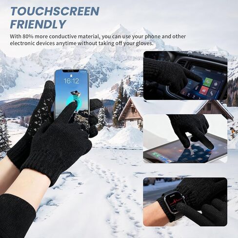 Winter Gloves for Men Woman，Upgraded Warm and Soft Thermal Lined Running Gloves with Touch Screen in Kuwait