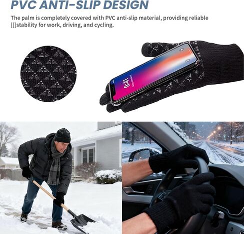 Winter Gloves for Men Woman，Upgraded Warm and Soft Thermal Lined Running Gloves with Touch Screen in Kuwait