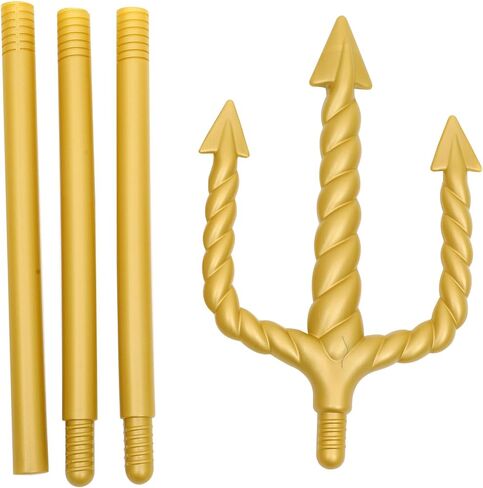 Garneck 48inch Golden Trident Prop: Plastic Poseidon Trident Detachable Demon Fork Halloween Party Devil Cosplay Costume Accessory for Adults Kids in Saudi Arabia