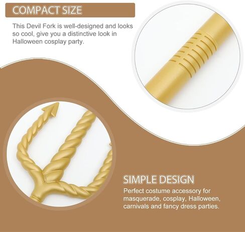 Garneck 48inch Golden Trident Prop: Plastic Poseidon Trident Detachable Demon Fork Halloween Party Devil Cosplay Costume Accessory for Adults Kids in Saudi Arabia
