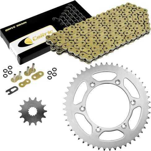 مجموعة سلسلة المحرك والعجلات المسننة الذهبية كالتريك متوافقة مع ياماها YZ250 YZ-250 1999-2017 ذهبي in Kuwait