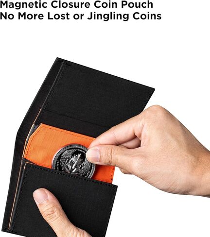 ALPAKA Ark Bifold Coin Wallet Mens Minimalist RFID Blocking Front Pocket Wallet with Magnetic Coin Pouch - Holds 5 Cards Plus Cash - Black Axogrid 210D in Saudi Arabia
