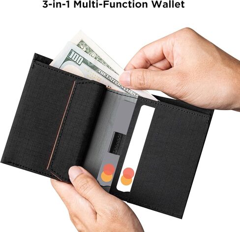 ALPAKA Ark Bifold Coin Wallet Mens Minimalist RFID Blocking Front Pocket Wallet with Magnetic Coin Pouch - Holds 5 Cards Plus Cash - Black Axogrid 210D in Saudi Arabia