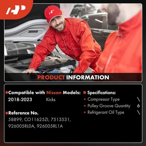 ضاغط مكيف هواء ممتاز مع قابض متوافق مع Nissan Kicks 2018 2019 2020 2021 2022 2023، 1.6 لتر in Saudi Arabia