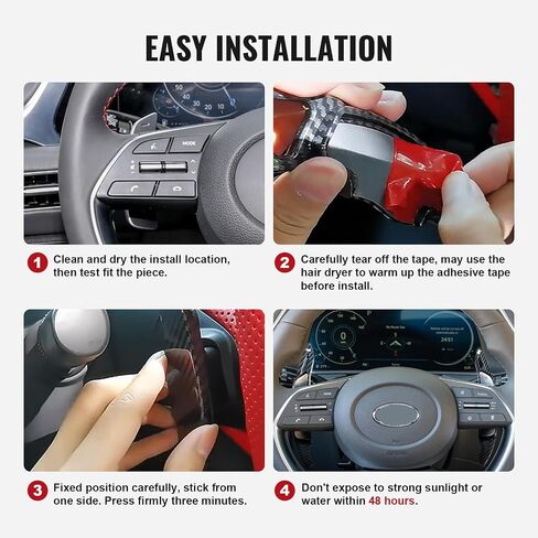 SIKUAI Steering Wheel Paddle Shifter Extension Cover Carbon Fiber Black Extended Shift Trim for Hyundai Elantra 2021-2023, Sonata 2020-2023, Tucson 2022-2023, Genesis G70 2018-2022 1 Pair in Saudi Arabia