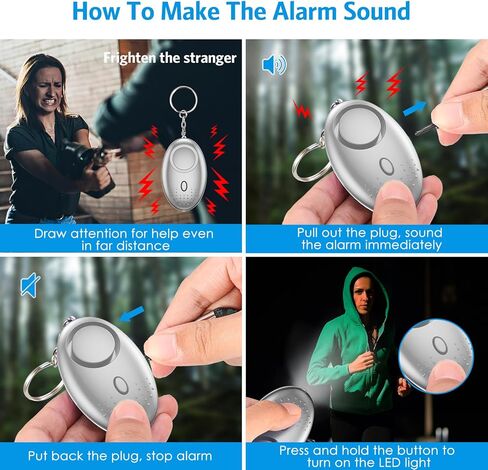 مجموعة سلاسل مفاتيح أمان مطورة للنساء، منبه شخصي، حزام معصم، حامل بطاقات، بوم بوم، مجموعة سلاسل مفاتيح للنساء والفتيات (17 قطعة، رمادي) in Kuwait