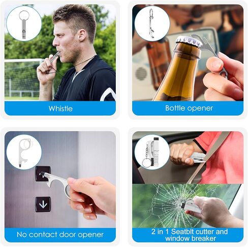 مجموعة سلاسل مفاتيح أمان مطورة للنساء، منبه شخصي، حزام معصم، حامل بطاقات، بوم بوم، مجموعة سلاسل مفاتيح للنساء والفتيات (17 قطعة، رمادي) in Kuwait
