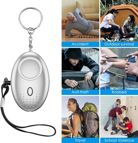 مجموعة سلاسل مفاتيح أمان مطورة للنساء، منبه شخصي، حزام معصم، حامل بطاقات، بوم بوم، مجموعة سلاسل مفاتيح للنساء والفتيات (17 قطعة، رمادي) in Kuwait