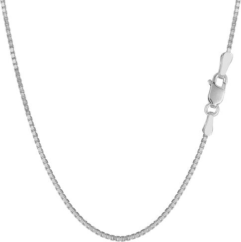 Jewelry Affairs 14k White Solid Gold Mirror Box Chain Necklace, 1.2mm in Saudi Arabia