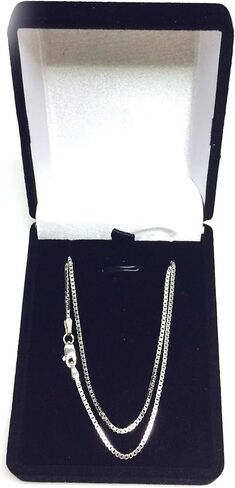 Jewelry Affairs 14k White Solid Gold Mirror Box Chain Necklace, 1.2mm in Saudi Arabia