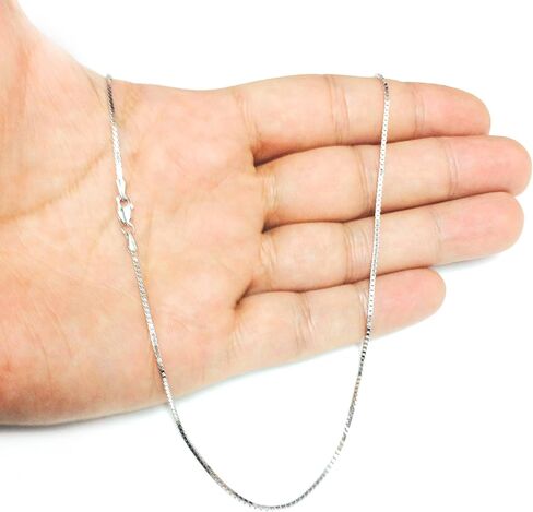 Jewelry Affairs 14k White Solid Gold Mirror Box Chain Necklace, 1.2mm in Saudi Arabia