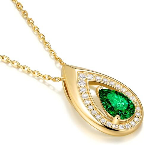 Kstyle 14K/الذهب الأبيض المويسانتي/الزمرد/حجر الميلاد قلادة قلادة للنساء، زوجة ابنة أمي الجدة هدية، مجوهرات عيد ميلاد لها (925 قاعدة من الفضة الاسترليني) غير مشوهة 16"+2" in Kuwait