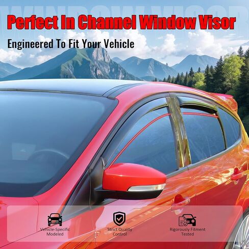 IKON MOTORSPORTS in Channel Window Visors Compatible with 2012-2018 Ford Focus 4-Door Sedan & 5-Door Hatchback, Slim Style Acrylic Smoke Rain Guards, Side Window Wind Deflectors 4PCS in Saudi Arabia