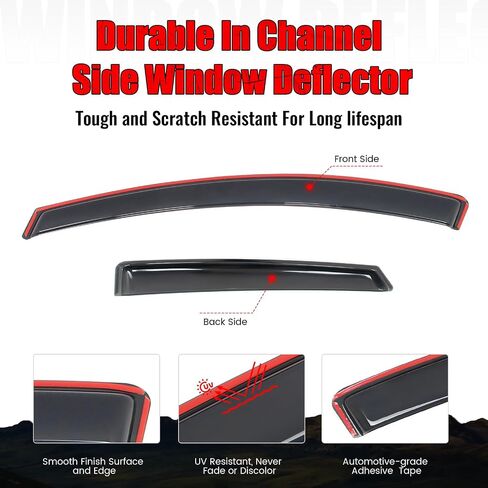 IKON MOTORSPORTS in Channel Window Visors Compatible with 2012-2018 Ford Focus 4-Door Sedan & 5-Door Hatchback, Slim Style Acrylic Smoke Rain Guards, Side Window Wind Deflectors 4PCS in Saudi Arabia