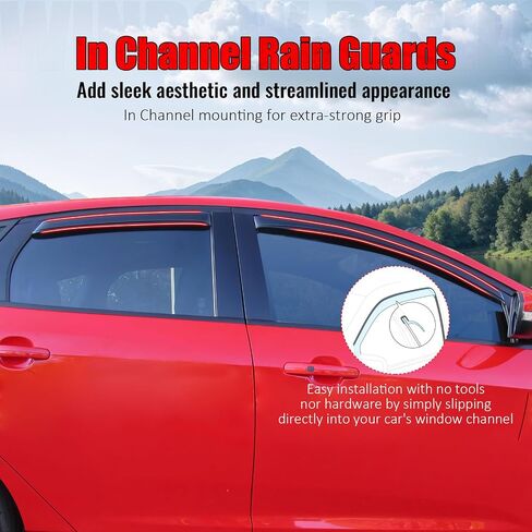 IKON MOTORSPORTS in Channel Window Visors Compatible with 2012-2018 Ford Focus 4-Door Sedan & 5-Door Hatchback, Slim Style Acrylic Smoke Rain Guards, Side Window Wind Deflectors 4PCS in Saudi Arabia