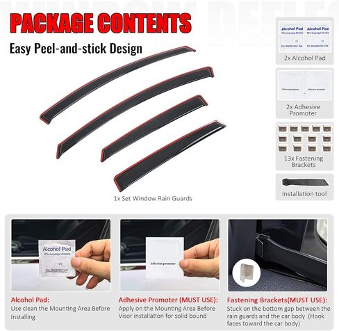 IKON MOTORSPORTS in Channel Window Visors Compatible with 2012-2018 Ford Focus 4-Door Sedan & 5-Door Hatchback, Slim Style Acrylic Smoke Rain Guards, Side Window Wind Deflectors 4PCS in Saudi Arabia