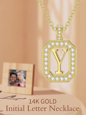 14k Gold Initial Necklaces, 14k Solid Gold Initial Letter Moissanite Pendant Necklace Jewelry for Women Her Gifts Birthday Graduation Mothers Day Christmas in Kuwait