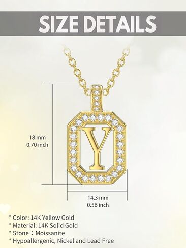 14k Gold Initial Necklaces, 14k Solid Gold Initial Letter Moissanite Pendant Necklace Jewelry for Women Her Gifts Birthday Graduation Mothers Day Christmas in Kuwait