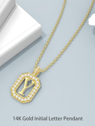 14k Gold Initial Necklaces, 14k Solid Gold Initial Letter Moissanite Pendant Necklace Jewelry for Women Her Gifts Birthday Graduation Mothers Day Christmas in Kuwait