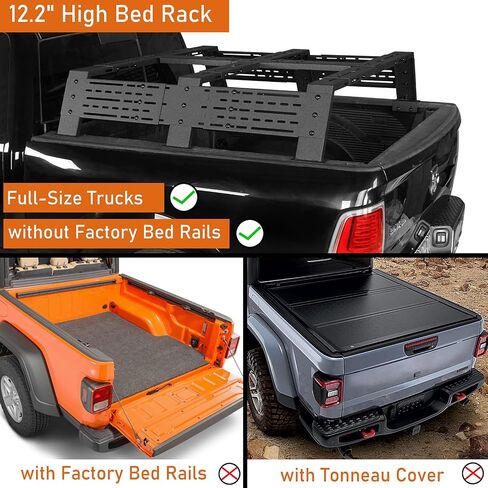 Hooke Road 12.2" High Overland Bed Rack for Full-Size Trucks Without Bed Rails - Compatible with Ford F-150 & Raptor, Dodge Ram 1500, Chevy Silverado 1500, GMC Sierra 1500 in Saudi Arabia