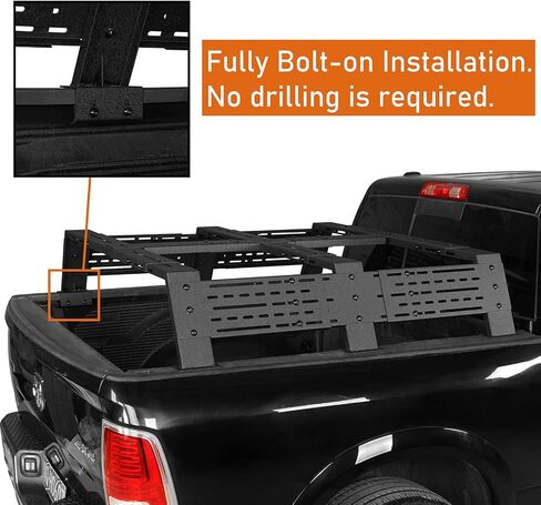 Hooke Road 12.2" High Overland Bed Rack for Full-Size Trucks Without Bed Rails - Compatible with Ford F-150 & Raptor, Dodge Ram 1500, Chevy Silverado 1500, GMC Sierra 1500 in Saudi Arabia