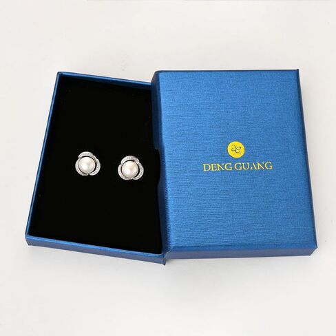 أقراط اللؤلؤ للنساء من لؤلؤ المياه العذبة الأبيض المزروع مع زركونيا مكعب هدايا مجوهرات لعيد الميلاد وعيد الأم وعيد الأم لها in Kuwait