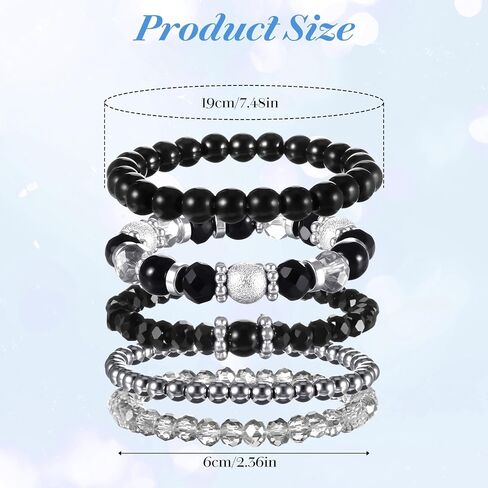 5 Pcs Boho Beaded Bracelets for Women Black Bracelets for Woman Stackable Colorful Trendy Costume Jewelry Multilayered Disco Ball Faceted Crystal Bead Bracelet in Saudi Arabia