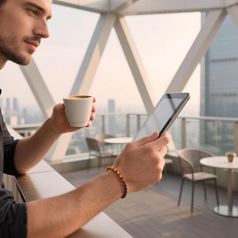 أساور مطرزة يدويًا للرجال والنساء للتأمل، أساور خشبية من خشب الصندل للرجال أساور للأزواج مريحة للارتداء اليومي هدية عيد ميلاد للرجال والنساء in Saudi Arabia