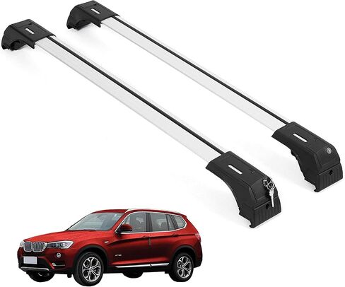 ERKUL Roof Rack Cross Bars for BMW X3 F25 2011-2017 | Aluminum Crossbars with Anti Theft Lock for Rooftop | Compatible with Flush Rails - Black in Saudi Arabia