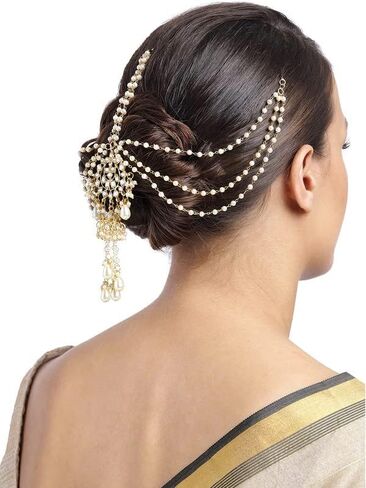 Aheli Traditional Kundan Beads Maang Tikka Maatha Patti Maang Tikka Ethnic Hair Jewelry Gift for Women in Saudi Arabia