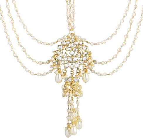 Aheli Traditional Kundan Beads Maang Tikka Maatha Patti Maang Tikka Ethnic Hair Jewelry Gift for Women in Saudi Arabia