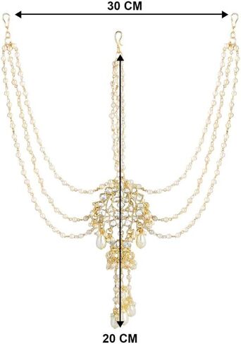 Aheli Traditional Kundan Beads Maang Tikka Maatha Patti Maang Tikka Ethnic Hair Jewelry Gift for Women in Saudi Arabia