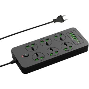 Flat Plug Extension Cord, Power Strip with 6 Universal Outlets 4 USB 2 USB C Ports, 3.1A Fast Charge，Overload Protection, 3000w, 110-240v, Outlet Extender for Home Office Overseas Travel Essentials in Kuwait