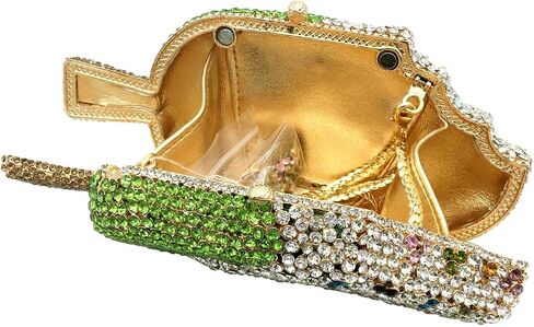 Novelty Popsicle Crystal Clutch Bag Women Icecream Evening Handbags Bridal Party Rhinestone Clutch Purse Prom Bag,Mini in Kuwait