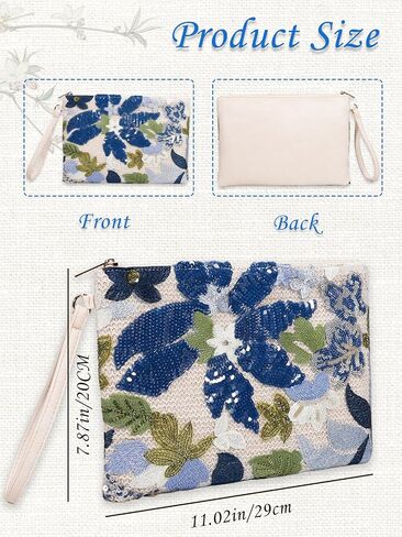 Women's Floral Embroidery Sequin Evening Clutch Bags Party Purses Beaded Bags in Saudi Arabia