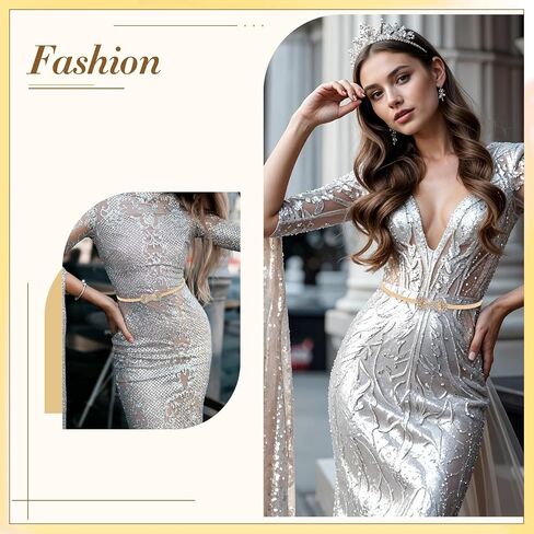 Gold Women Belts for Dresses, Gold Waist Belt,Fancy Metal Stretch Elastic Skinny Thin Belt for Dresses Formal Jeans Shirt in Saudi Arabia